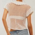 thumbnail image 3 of Women'S Crochet Cardigan Sweater Button Front Collared Short Sleeve Loose Knitted Outerwear Vest Cream White M, 3 of 5