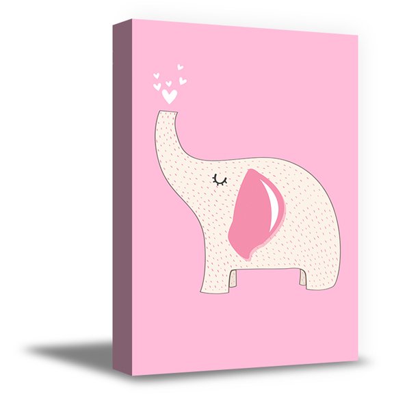 Awkward Styles Elephant Canvas Art Kids Room Wall Art Nursery Room Decor Funny Animals Decor for Kids Baby Girl Room Decor Pink Art Animals Collection Decor Girls Play Room Wall Decor Pink Canvas