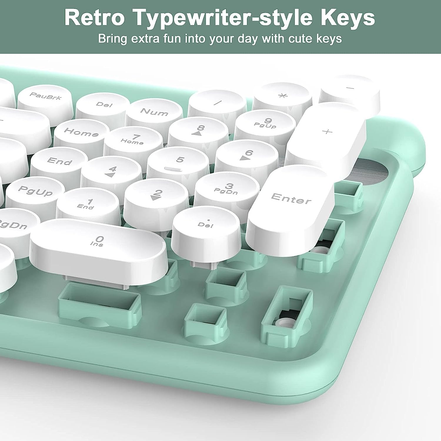 RaceGT Wireless Typewriter Keyboard and Mouse, Green photo 6