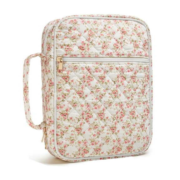 Bible Cover Case for Women,Large Bible Tote Bags Organizer Quilted Carrying Case with Durable Handle ,Bible Study Supplies Accessories Christian Gifts for Women