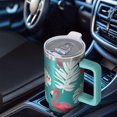 thumbnail image 6 of OBREWU Flamingo and Palm Leaves Tropical Hawaii Tumbler with Handle and Lid,Flamingo and Palm Leaves Tropical Hawaii 40oz Double Wall Vacuum Insulated Tumbler,Cups Gift for Women and Men, 6 of 7