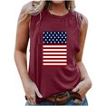 thumbnail image 2 of Clearance Clothes under $5.00 GaThRRgYP Plus Size Tops for Women,Women's Sleeveless Round Neck Ruffle Top,Women's Independence Day Printed Round-neck Tank Tops Loose Tops Wine M, 2 of 4