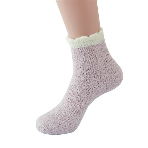 Fgnfyis Womens Thick Thermal Sleep Snow Floor Socks Mid Tube Socks Home Plus Thermal Socks Cozy Fuzzy Warm Slipper Socks Purple One Size