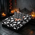 thumbnail image 4 of Homewish Happy Halloween Twin Sheets, Gothic Skull Bone Bedding, Black White, 3 Pieces (1 Flat Sheet, 1 Fitted Sheet and 1 Pillowcase), 4 of 6