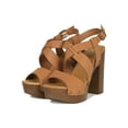 thumbnail image 5 of Women Peep Toe Crisscross Wooden Chunky Platform Heel Sandal 18912, 5 of 6