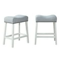 thumbnail image 5 of CoCo Upholstered Counter Height Stools - Saddle Seat, White-Washed Finish, Gray Fabric, Set of 2 - Wood - Stylis Design - Countertop - Durable, 5 of 5
