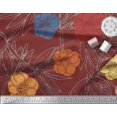 thumbnail image 2 of Soimoi Tissu en Poly Georgette Rouge Feuilles & Floral Imprimé à la Main 1 Yard 42 Pouces de Large, 2 of 3