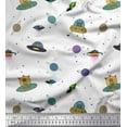 thumbnail image 1 of Soimoi Poly Georgette Fabric Planet,Animal & Spaceship Cartoon Print Sewing Fabric Yard 42 Inch Wide, 1 of 1