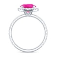 thumbnail image 2 of Rosec Jewels Lab Grown Pink Sapphire Ring with Diamond Halo for Women - AAAA Grade, 14K White Gold, US 5.00, 2 of 8
