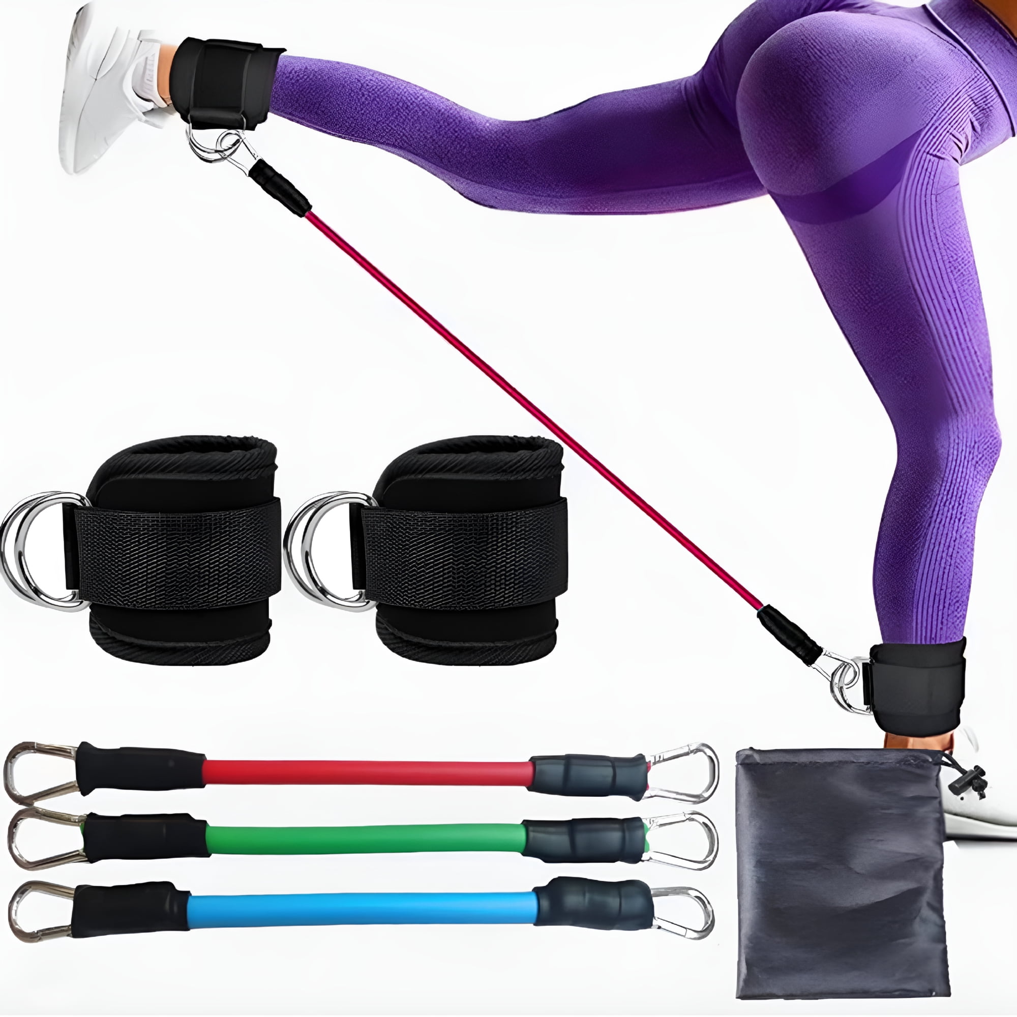 BESTSKY 2026 New 1Pc/1 Set Ankle Resistance Band with Adjustable Ankle Cuff Hip Gluteus Training Body Stretching Shaping Exercise Band Home Gym Workout Fitness Equipment Stretching Bands