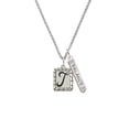 thumbnail image 2 of Delight Jewelry Silvertone Pebble Border Initial - T Silvertone Balance Bar Charm Necklace, 23", 2 of 4