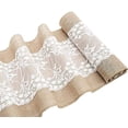 thumbnail image 2 of Burlap Table Runners and Placemat, White Lace Table Runner Rustic Country Wedding Decor, 2 of 2