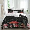 thumbnail image 2 of Mushrooms Black Duvet Cover Set, Botanical Leaf Butterflies Country Moon Soft Duvet Cover Full Size Bedding Set 4 Pieces, 1 Quiltcover and 2 Pillowcases with Zipper, 1 Bed Sheet for All Seasons, 2 of 9