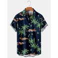 thumbnail image 3 of Camisa hawaiana de lujo para hombre, informal, con estampado de flores en 3D, mangas cortas, talla grande, con múltiples elementos, cuello abatible y botones, 3 of 5