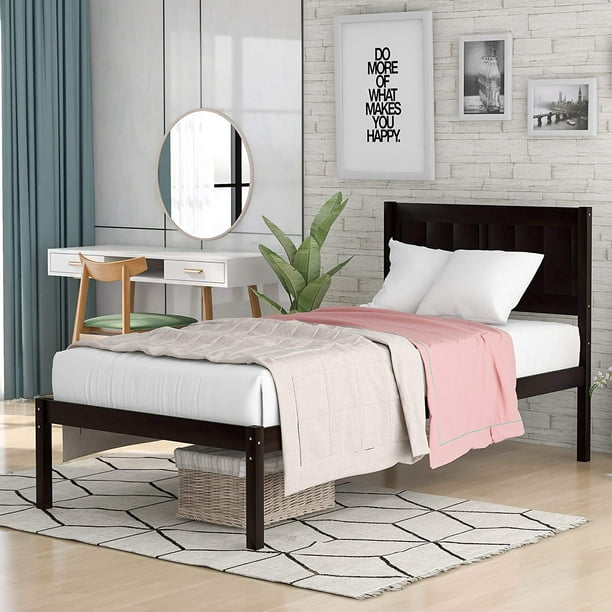 Churanty Wood Platform Bed Twin size Platform Bed with ...