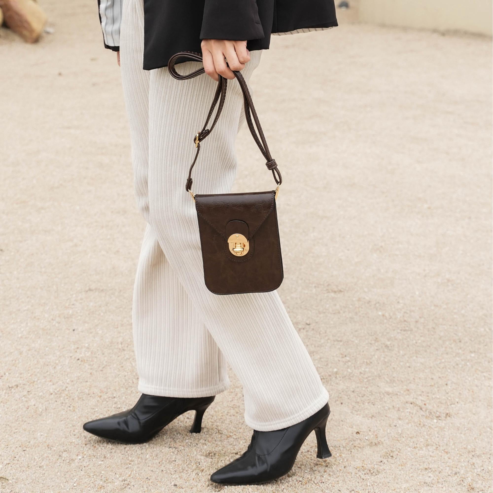 MKF Collection Havana Phone Crossbody Bag for Women, Vegan Leather Handbag Shoulder Bag by Mia K -Coffee Brown