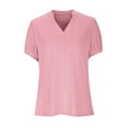 thumbnail image 3 of Juebong Ladies Shirts Clearance, Women Button Up V Neck Short Sleeve Blouse Casual Solid Summer Easy Match T-Shirt Spring Tops, 3 of 4