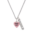 thumbnail image 1 of Delight Jewelry Acrylic Pink "Cool Cat / Purr Fect" Heart Silvertone Always My Sister Bar Charm Necklace, 23", 1 of 4