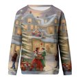 thumbnail image 4 of Qiopertar Mode Femmes Imprimé Col Rond Pull Tops Manches Longues Blouse Confortable Chandail en Molleton Offres de la Semaine Liquidation Moins de 5$ jusqu'à 90 % de Réduction, 4 of 5