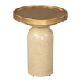 thumbnail image 6 of Cendre Side Table Gold & Beige End Table, Modern Style, Electroplated Iron round shape tabletop, Iron, Indoor Living, 6 of 9