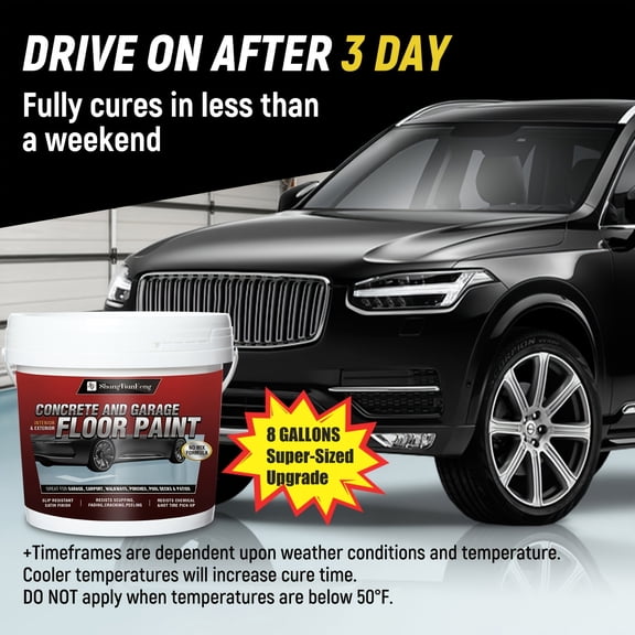 8 Gallon Professional Epoxy Floor Paint Kit | Sea Gray Acrylic Concrete Coating for Garages & Basements | Single Component Formula | Scratch Resistant & Low VOC | Ready-to-Use