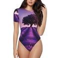 thumbnail image 1 of Fotbe Lavender Field Sunset Body de Mujer con Cuello Redondo y Mangas Cortas, Sin Mangas Ajustado, Suave, Cómodo y Básico-X-Large, 1 of 7