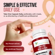 Iron Booster - Dietary Supplement for Women with Vitamin C, B12 & Folic Acid - Boost Red Blood Cell Production- Best Iron Supplements for Anemia - Raw Iron Vitamins 60 Capsules