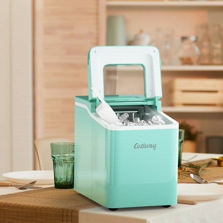 Costway - Portable Ice Maker Machine Countertop 26Lbs/24H Self-cleaning w/ Scoop - Green