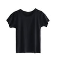 thumbnail image 3 of Byoo Toddler Girls Soft Tshirt Short Sleeve Crew Neck Solid Basic Casual T-Shirt,Black, 3 of 5
