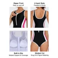 thumbnail image 2 of ANFERRY One Piece Athletic Swimsuit Women Slimming Color Block Bathing Suit Zipper Front U Back Training Swimwear for Women, 2 of 7