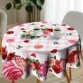 thumbnail image 4 of Floral Tablecloth Round Valentines Day Rose Love Heart Table Cloth Washable Table Cover Mothers Day Party Decorations Tablecloth 60 Inch for Kitchen Table Party, 4 of 6