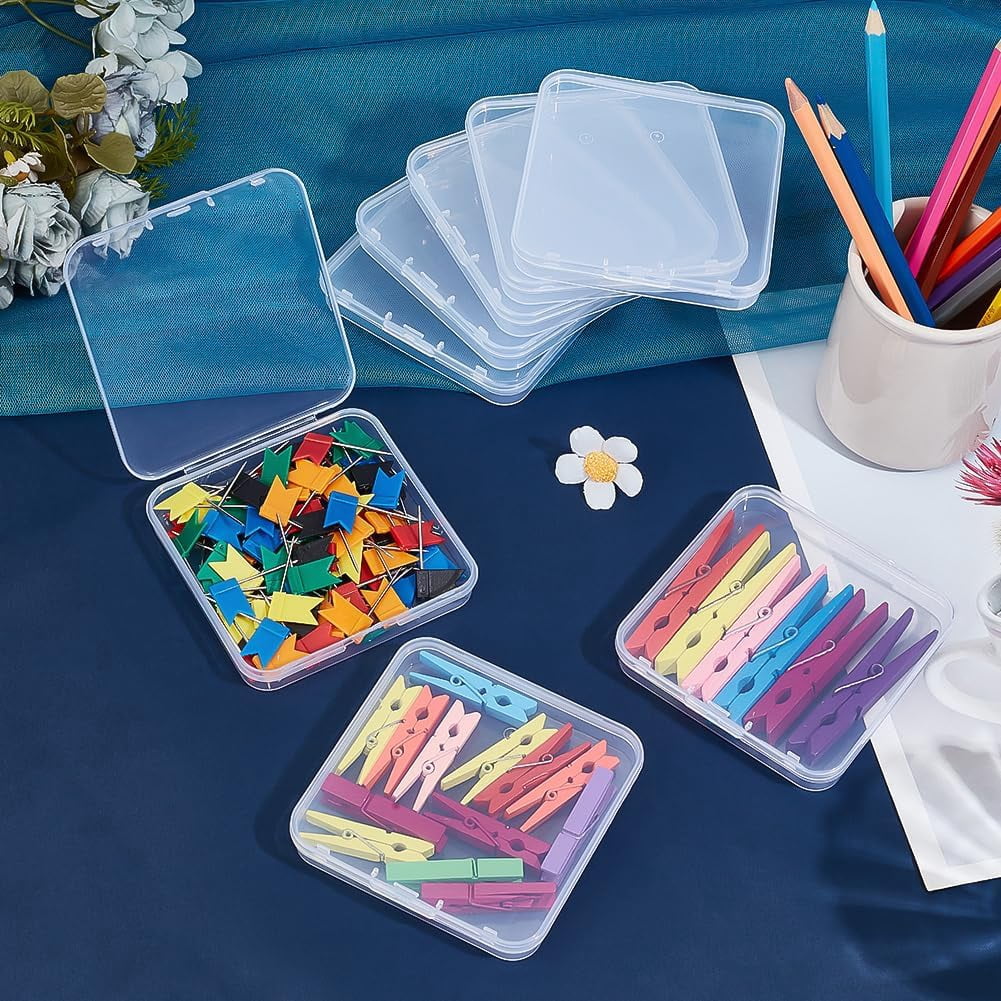 20Pcs Plastic Beads Storage Containers Square Clear Jewelry Organizer Box with Flip-up Lids DIY