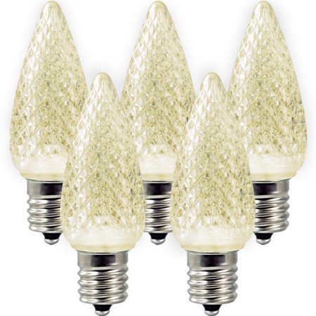 

C9 Christmas Lights LED Bulb (Pack of 25) Soft Warm White Replacement Christmas Light Bulbs Faceted Retrofit Candle Shape Commercial Grade E17 Socket Roof Lights Bulbs