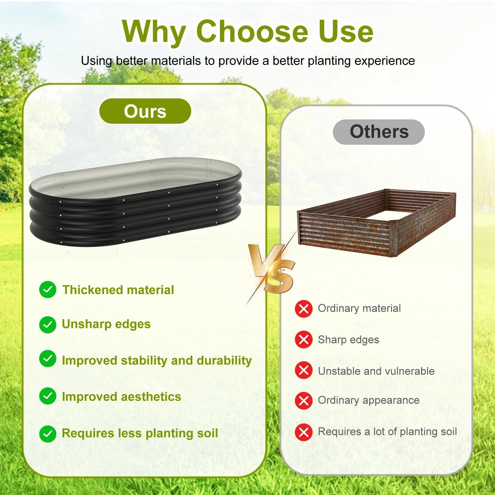LIALEX 2 Sets Black Galvanized Raised Garden Bed 4 by 2 Feet Oval Lightweight Metal Planter Boxes Outdoor with Easy Assembly, Rust Resistant