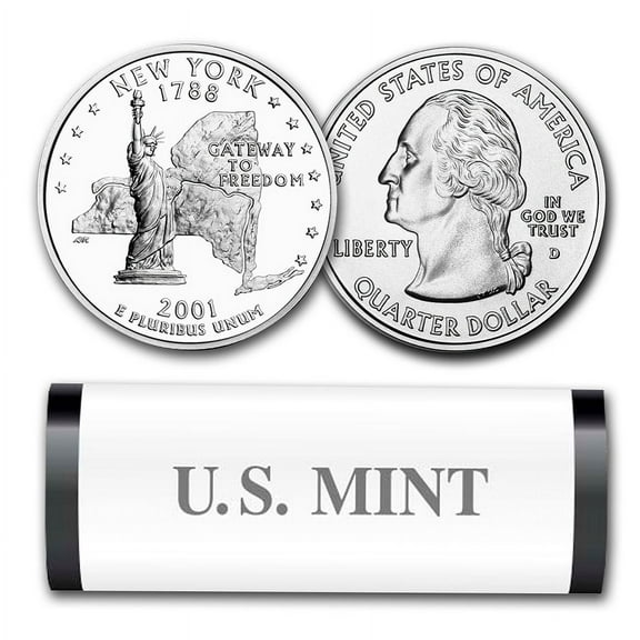 2001-D New York Statehood Quarter 40-Coin Roll (Mint Wrapped)