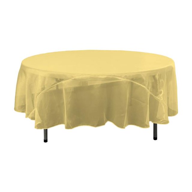 Nappe Ronde en Organza Miroir Transparent TCOrgz72R-LightYellowO99&44; Jaune Clair - 72 Po