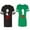 Men Black / Women Green, variant on Her Jack His SallyUnisex Couple Matching Cotton Jersey style T-Shirt Contrasting stripes on sleeves (Men Black / Women Black) (Men S / Women S)
