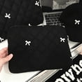 thumbnail image 3 of Black Quilted Laptop Sleeve Bag with Bow Detail Large Size, 3 of 7