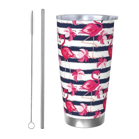 

Ocsxa Flamingos Pattern 20oz Travel Coffee Mug with Flip Lid Stainless Steel Insulated Insulated Coffee Mug Thermal Cup with Splash Proof Sliding Lid-Straw Two-piece Set