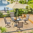 thumbnail image 2 of Outdoor Patio Swivel Chairs, Set of 2 Rocker Dining Chairs with Texteline Fabric and Metal Frame for Lawn Deck Backyard, Brown, 2 of 9