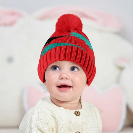 

RPVATI Infant Baby Toddler Child Children Kids Soft Knitted Beanie Hats for Boys and Girls Warm Winter Pompom Hats 6M-4Y