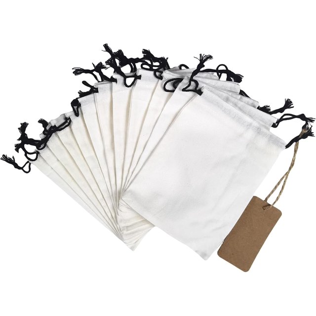 Organic Cotton Reusable Produce Bags - Small 5x6-12 Pcs Biodegradable Eco-Friendly Bulk Bin Bags for Food - Cloth Bags - Fruit Vegetable Storage - Drawstring Pouch - Produce Linen Bag