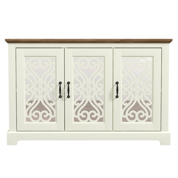 STYLIVIA 45.7" Wide Sideboard with Adjustable Shelves Mirrored Doors Engineered Wood