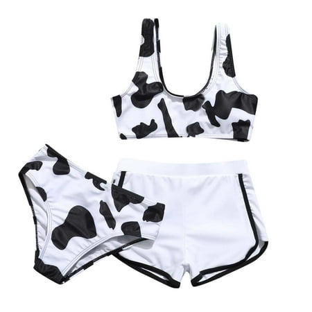 

nsendm Swimsuit for 12 Year Old Girls Back Summer Crisscross Cute Cow Swimsuit Three Piece Girls Bikinis Size 10 White 8 Years