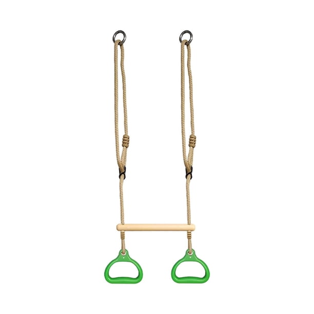 Juego de columpios de trapecio para niños y adultos, equipo de juegos con anillos de gimnasio Verde