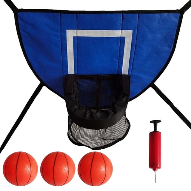 Mini Trampoline Basketball Hoop with 4 Basketballs Waterproof Sports Toy Outdoor