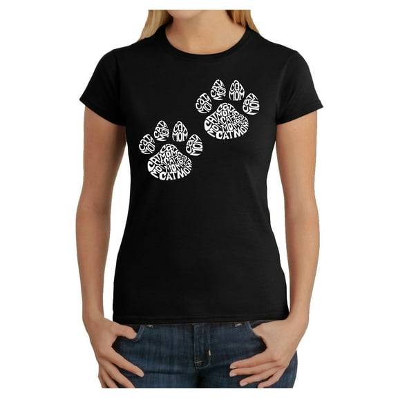 LA Pop Art Women's Word Art T-Shirt - Cat Mom