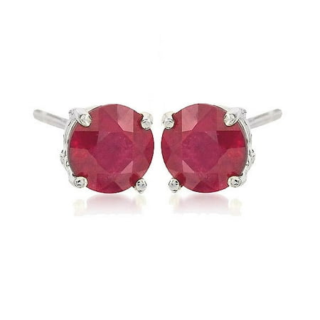 Netaya 1 25 Carat Genuine Ruby Stud Earrings In Sterling Silver 1 25 Carat Genuine Ruby Stud Earrings In Sterling Silver