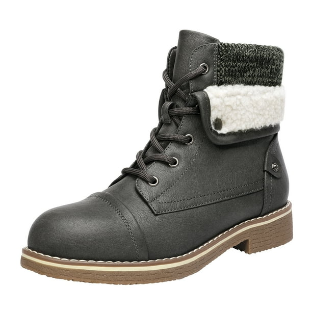 Dream Pairs Women's Lace Up Combat Boots Low Heel Winter Ankle Booties