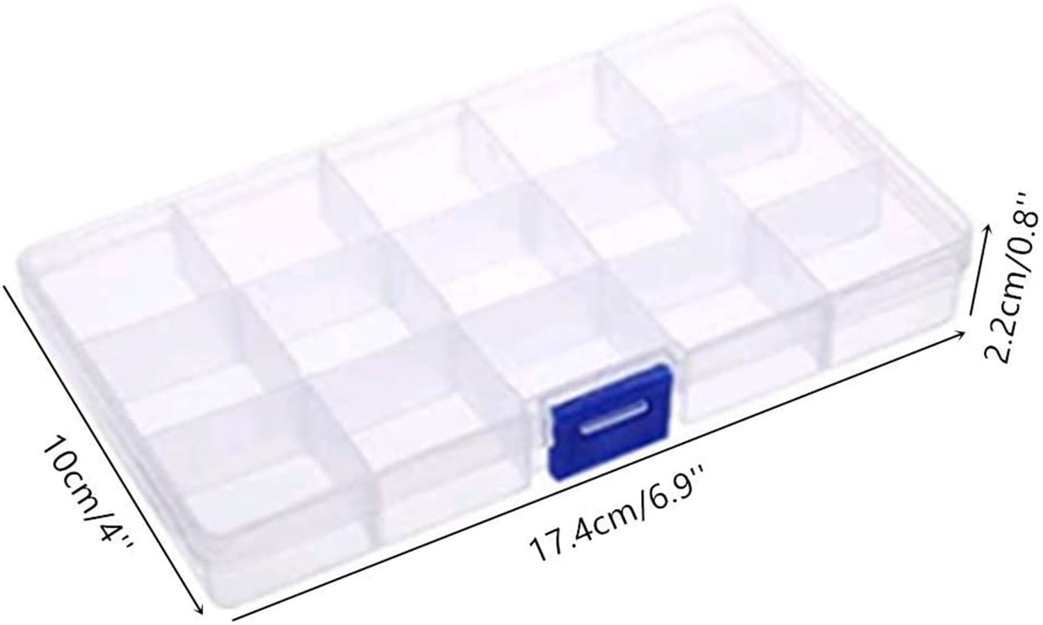 6 Pack Plastic Bead Organizer Storage Box with Compartments Containers with Adjustable Dividers Clear Storage Box for Earring Jewelry Beads Fishing Sewing Craft Supplies, 15 Grids